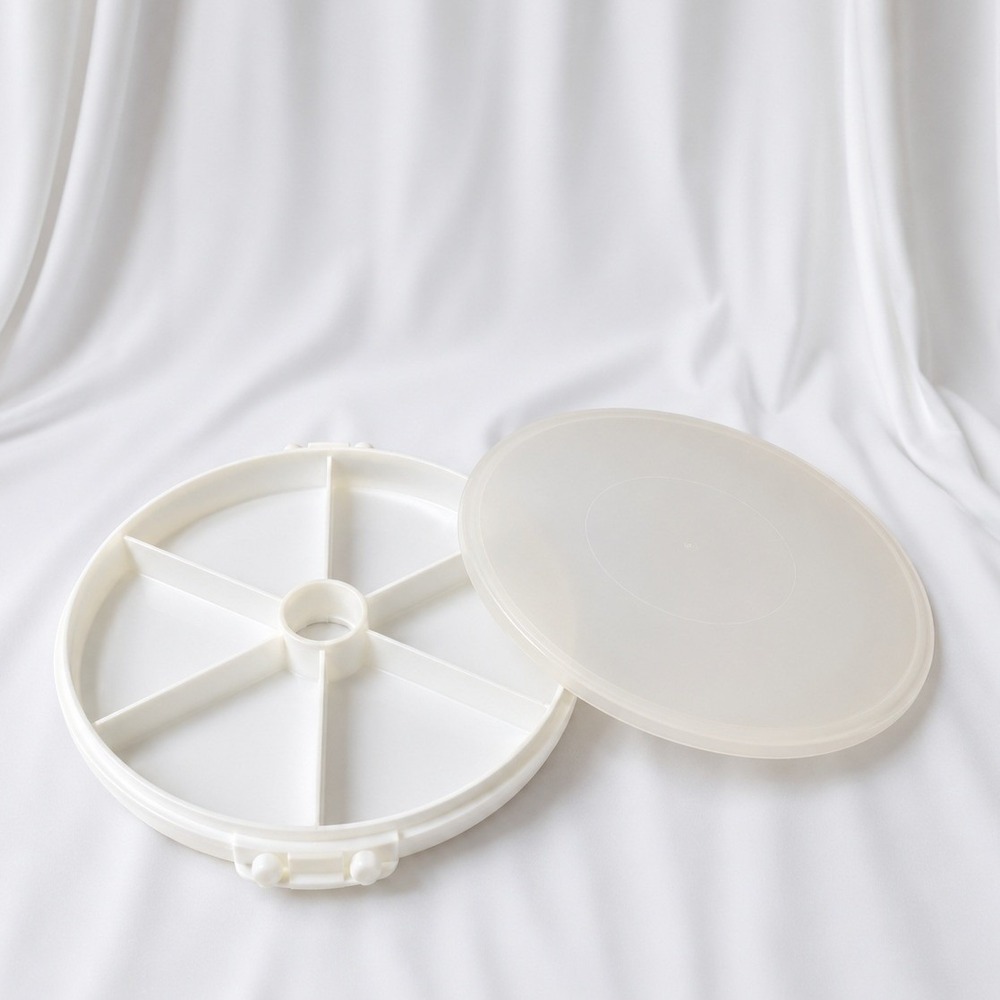 Vintage Tupperware 12 Inch Divided‎ Pie Carrier White Lid 405-1 224-9 Round